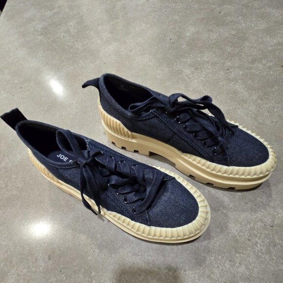JOE FRESH Women's Denim Platform Sneakers w/Cream Lug Sole - Navy/Cream - Sze 8M - Picture 6 of 13